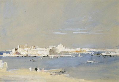The Harbour, Valletta, Malta (wc ja rungon väri sävytetyllä paperilla) tekijältä Hercules Brabazon Brabazon