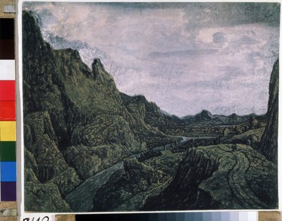 Kivinen laakso tiellä. Piirustus Hercules Pietersz Seghers (tai Segers tekijältä Hercules Seghers
