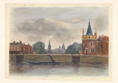 Näkymä Schreierstorenille Amsterdamissa tekijältä Herman Eduard Knaake (signed by artist)