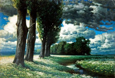 Poplars by a Stream (öljy kankaalle) tekijältä Herman Rüdisühli