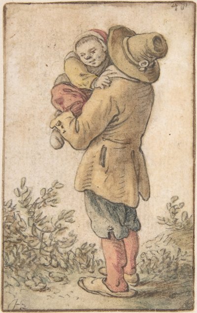 Talonpoika lapsen kanssa, 1600-luku. tekijältä Herman Saftleven the Younger