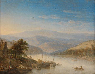 Näkymä Rein-joelle Andernachin lähistöllä tekijältä Herman the Younger Saftleven