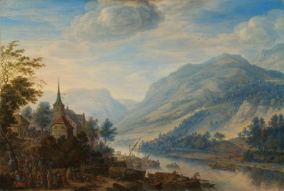 Näkymä Reinille Rheineckin linnan lähellä tekijältä Herman the Younger Saftleven