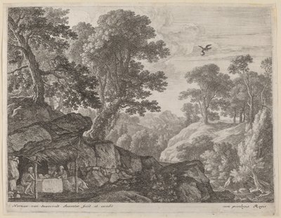 Saint Paul ja Saint Anthony luolan sisäänkäynnin luona tekijältä Herman van Swanevelt
