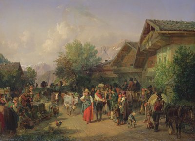Kotiinpaluu alppilaitumelta, 1848 tekijältä Hermann Kauffmann
