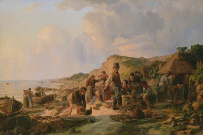 Kalastajan kotiinpaluu Probsteierissa, 1837 tekijältä Hermann Kauffmann
