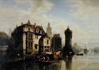 Näkymä Rotterdamiin (öljy paneeliin) tekijältä Hermann Meyerheim