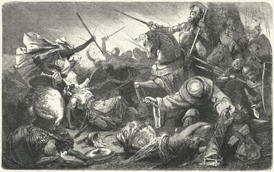 Kristityt taistelevat almohadeja vastaan Las Navas de Tolosan taistelussa Espanjassa, 1212 tekijältä Hermann Vogel