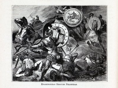 Epaminondas pelastaa Pelopidasin, 1882 tekijältä Hermann Vogel