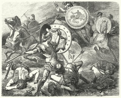 Epaminondas pelasti Pelopidasin hengen Mantinean taistelussa, 385 eaa. tekijältä Hermann Vogel