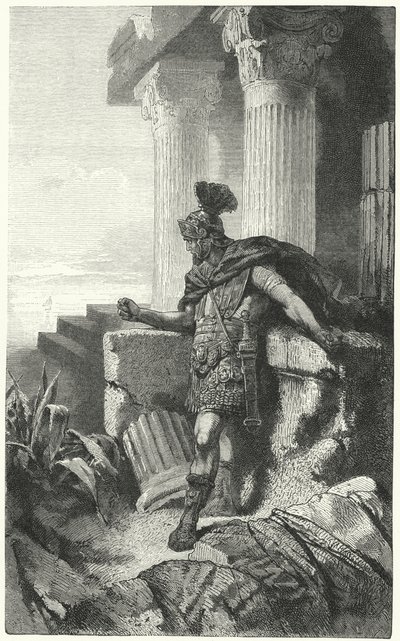 Gaius Marius maanpaossa Karthagon raunioiden keskellä tekijältä Hermann Vogel
