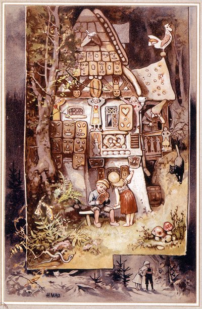Hansel ja Kerttu, Grimmin tarina - kuvitus Hermann Vogel tekijältä Hermann Vogel