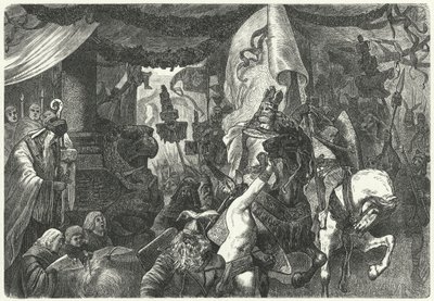 Theoderik Suuri, ostrogoottien kuningas, saapumassa Roomaan tekijältä Hermann Vogel