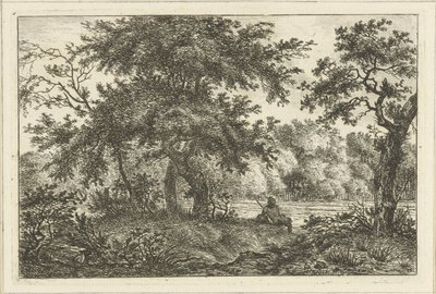Lepäävä mies metsässä tekijältä Hermanus Fock
