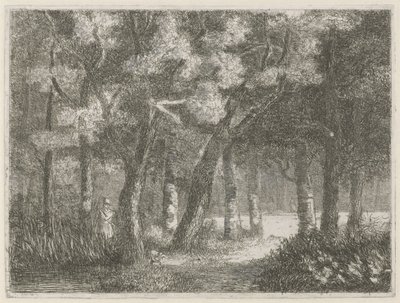 Hunter i el seu gos al bosc tekijältä Hermanus Jan Hendrik van Rijkelijkhuysen