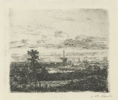 Maisema myllyllä tekijältä Hermanus Jan Hendrik van Rijkelijkhuysen