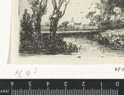 Maisema kahdella pollarin pajulla tekijältä Hermanus Jan Hendrik van Rijkelijkhuysen