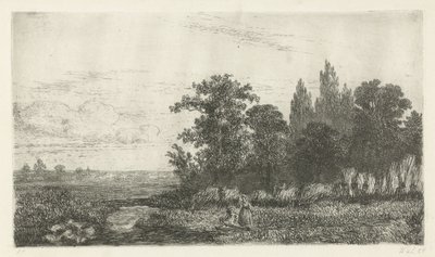 Mies ja nainen puron rannalla metsän reunassa tekijältä Hermanus Jan Hendrik van Rijkelijkhuysen