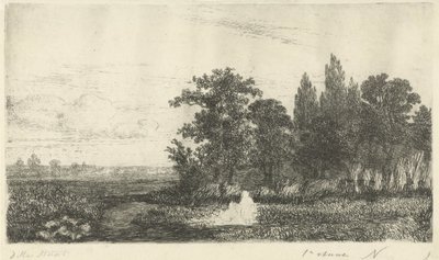Mies ja nainen puron rannalla metsän reunassa tekijältä Hermanus Jan Hendrik van Rijkelijkhuysen
