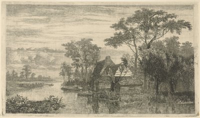 Näkymä joelle kalastajien kanssa tekijältä Hermanus Jan Hendrik van Rijkelijkhuysen