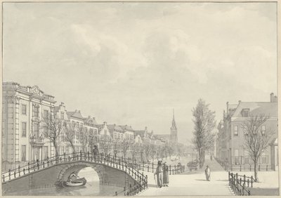 Näkymä Rapenburgiin Leidenissä Nieuwsteegbrugista, 1807 tekijältä Hermanus Numan (signed by artist)