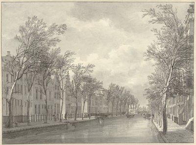 Näkymä Rapenburgiin Leidenissä Groenebrugilta, 1807 tekijältä Hermanus Numan (signed by artist)