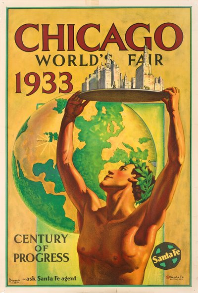 Cartaz anunciando a Feira Mundial de 1933 em Chicagofinlandês tekijältä Hernando Villa