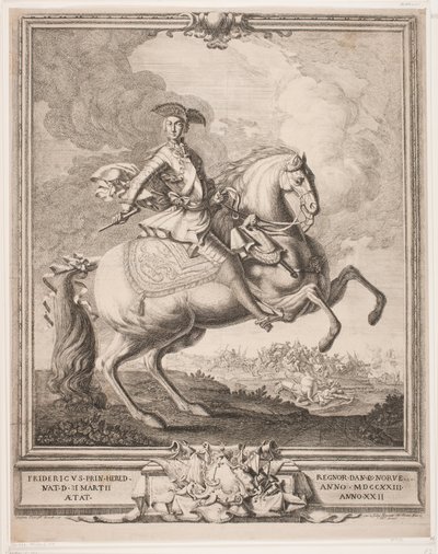 Frederik V. kruununprinssinä hevosen selässä tekijältä Hieronimo Miani