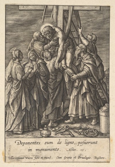 Laskeutuminen ristiltä, ennen vuotta 1619. tekijältä Hieronymous Wierix