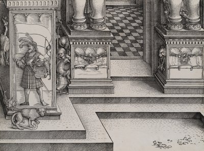 Oikean portaalin Die Porten des Adelsin sisäänkäynnin alaosa ja Ulompi Ri..., 1515. tekijältä Hieronymus Andreae