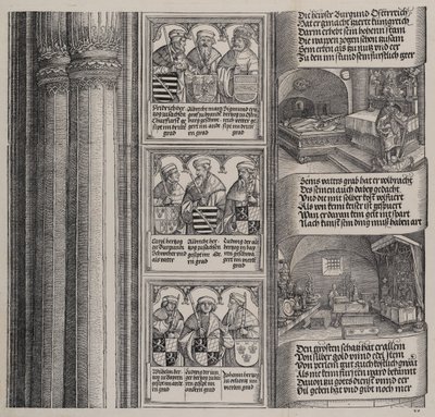Maximilianin isälleen pystyttämä hauta ja Keisarillinen aarre muotokuvilla o..., 1515. tekijältä Hieronymus Andreae