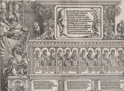 Oikean portaalin yläosa, jossa on merkintä polttarit, friisi ..., 1515. tekijältä Hieronymus Andreae