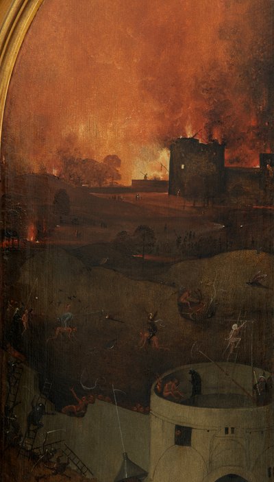 Yksityiskohta viimeisen tuomion oikeasta paneelista (öljy paneelille) tekijältä Hieronymus Bosch