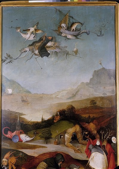 Pyhän Antoniuksen kiusaus (Triptycon, yksityiskohta vasemmasta siivestä) tekijältä Hieronymus Bosch