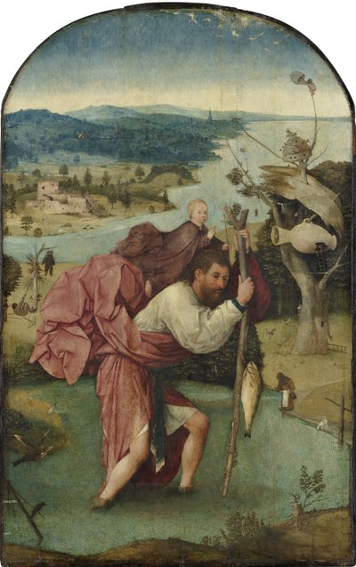 Hollanti: Pyhä Kristoffer kantaa Kristuksen lasta Pyhä Kristoffer kantaa Kristuksen lasta tekijältä Hieronymus Bosch