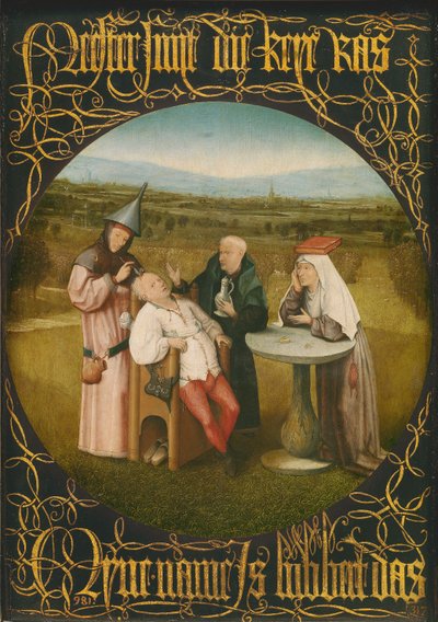 The Cure of Folly, n. 1494 (öljy paneelille) tekijältä Hieronymus Bosch