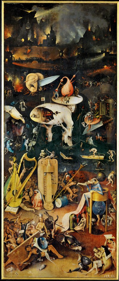 The Garden of Delights, triptyykki, oikea paneeli ... (maalaus puulle) tekijältä Hieronymus Bosch