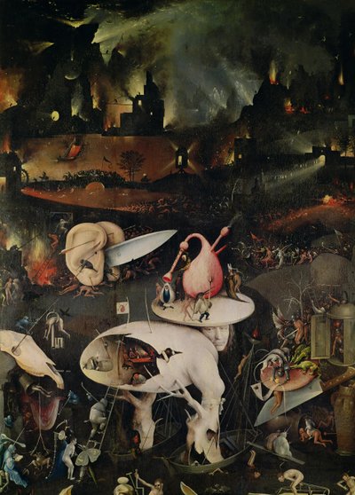 Maallisten ilojen puutarha, helvetti, triptyykin oikea siipi, n. 1500 tekijältä Hieronymus Bosch