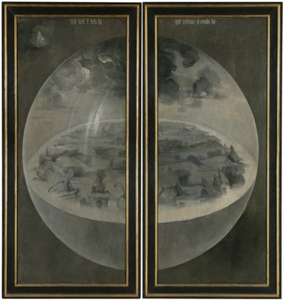 Maallisten ilojen puutarha. Triptyykki, kääntöpuoli: Luominen tekijältä Hieronymus Bosch