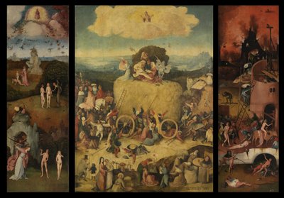 Haywainin triptyykki, n. 1516 tekijältä Hieronymus Bosch