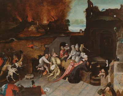 Pyhän Antoniuksen kiusaus, n. 1530-1600 tekijältä Hieronymus Bosch