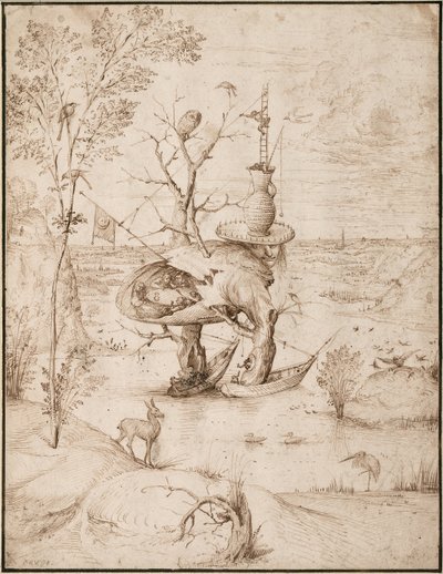 Puumies, c. 1505 (ruskea muste paperille) tekijältä Hieronymus Bosch