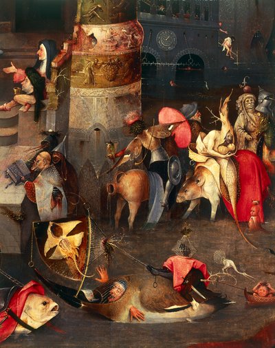 Pyhän Antoniuksen kiusauksen triptyykki (keskipaneeli) tekijältä Hieronymus Bosch