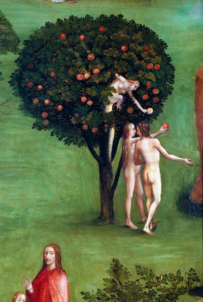 Tryptic of the Last Judgement, vasen paneeli. Adam ja Eeva paratiisissa, yksityiskohta (maalaus puulle, n. 1504) tekijältä Hieronymus Bosch