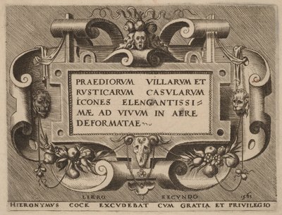 ”Praediorum Villarum” -teoksen otsikkosivu tekijältä Hieronymus Cock