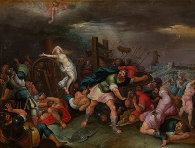 Pyhän Katariina Aleksandrialaisen marttyyrikuolema (öljy paneelissa) tekijältä Hieronymus II Francken