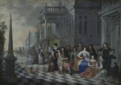 Hahmot musiikkia palatsin edessä, 1672 tekijältä Hieronymus Janssens