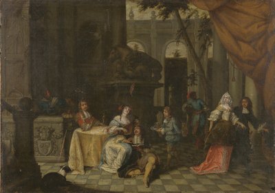 Tyylikäs yritys terassilla, 1669 tekijältä Hieronymus Janssens