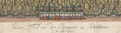 Saksa: Juhlat Schönbrunnin orangerian tiloissa - 7. helmikuuta 1786 tekijältä Hieronymus Loschenkohl