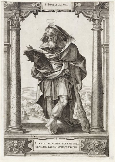 St. James the Less S. Iacobvs Minor (otsikko esineessä) Kristus ja kaksitoista apostolia ja Pyhä Paavali (sarjan nimi) tekijältä Hieronymus Wierix
